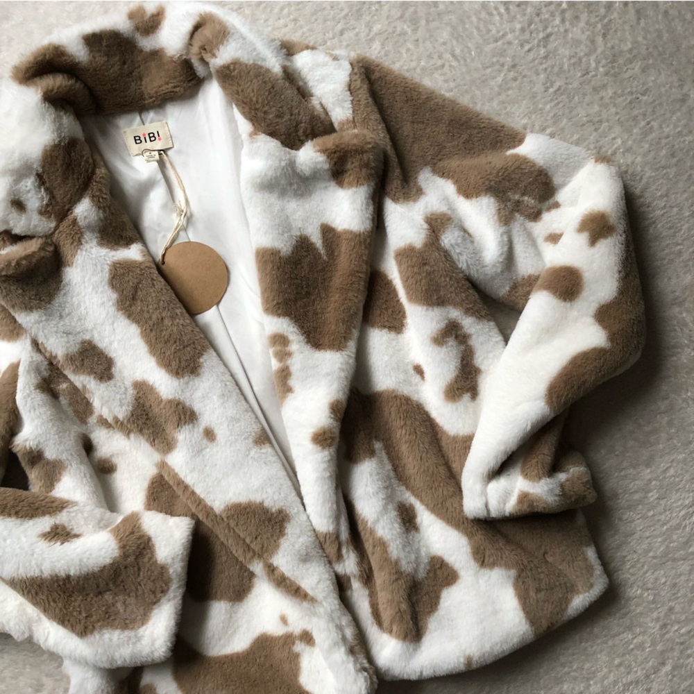 BiBi Cow Print Soft Open Jacket - Picture 2 of 10